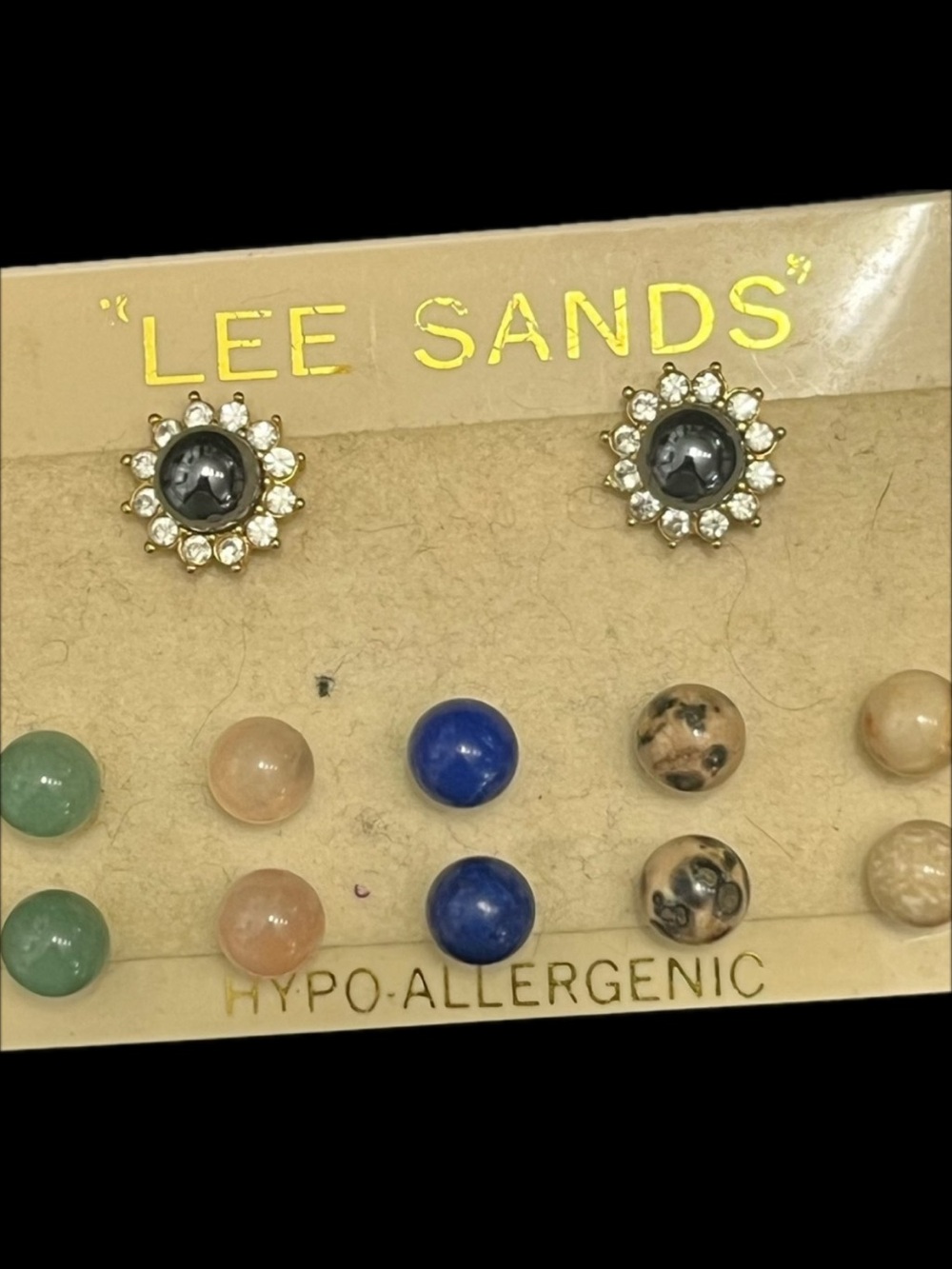 6 Pairs Stud Earrings Jacket Set Lee Sands Pearl tiger eye gemstone vintage QVC
